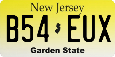 NJ license plate B54EUX