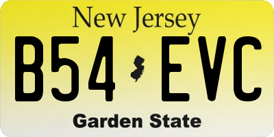 NJ license plate B54EVC