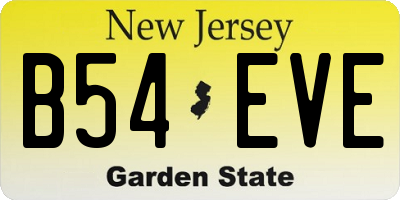 NJ license plate B54EVE