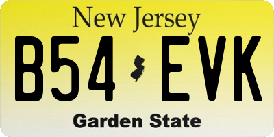 NJ license plate B54EVK
