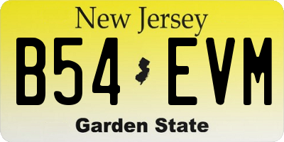 NJ license plate B54EVM