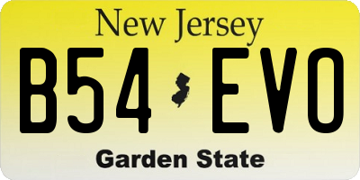 NJ license plate B54EVO