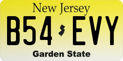 NJ license plate B54EVY