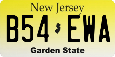 NJ license plate B54EWA