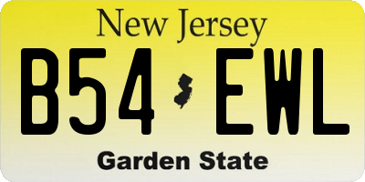 NJ license plate B54EWL