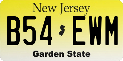 NJ license plate B54EWM