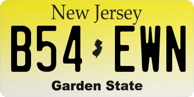 NJ license plate B54EWN
