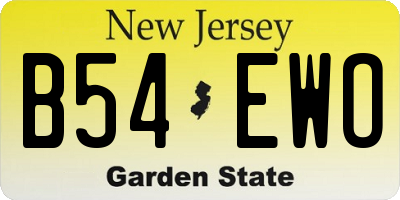 NJ license plate B54EWO