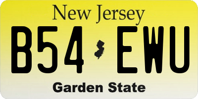 NJ license plate B54EWU