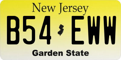 NJ license plate B54EWW