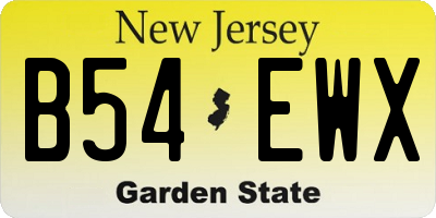 NJ license plate B54EWX