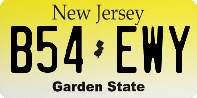 NJ license plate B54EWY