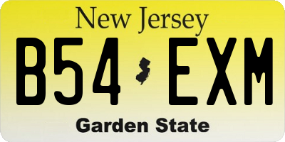 NJ license plate B54EXM