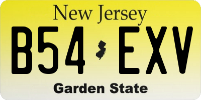 NJ license plate B54EXV