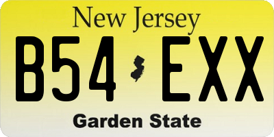 NJ license plate B54EXX