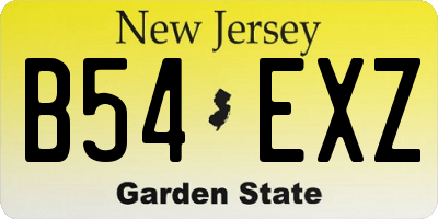 NJ license plate B54EXZ