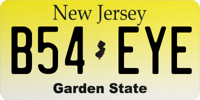 NJ license plate B54EYE