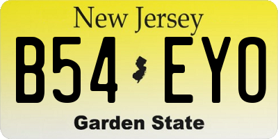 NJ license plate B54EYO