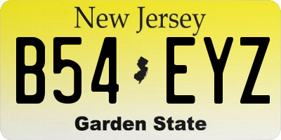 NJ license plate B54EYZ