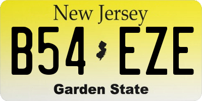 NJ license plate B54EZE