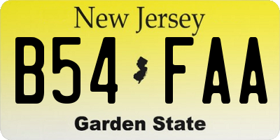 NJ license plate B54FAA