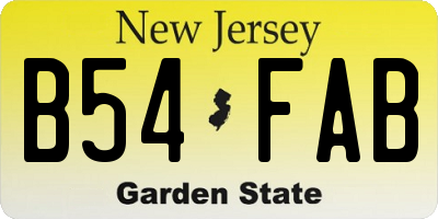 NJ license plate B54FAB