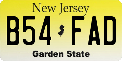 NJ license plate B54FAD