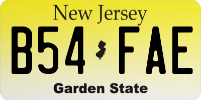 NJ license plate B54FAE