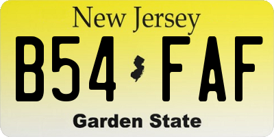 NJ license plate B54FAF