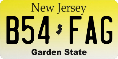 NJ license plate B54FAG