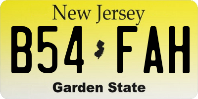 NJ license plate B54FAH