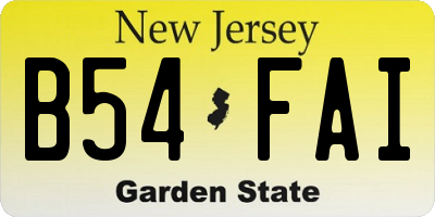 NJ license plate B54FAI