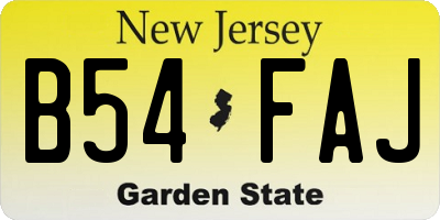 NJ license plate B54FAJ