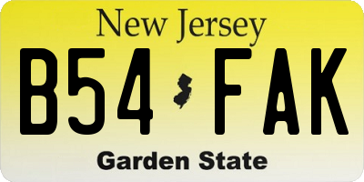 NJ license plate B54FAK