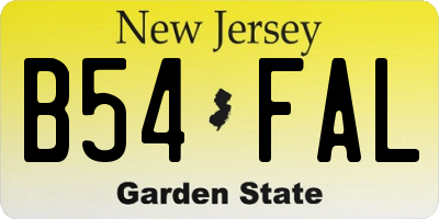 NJ license plate B54FAL