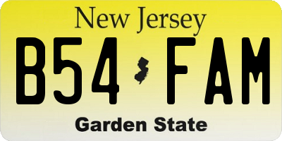 NJ license plate B54FAM
