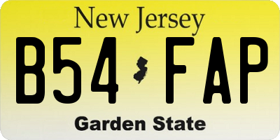 NJ license plate B54FAP