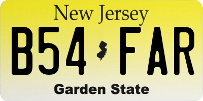 NJ license plate B54FAR