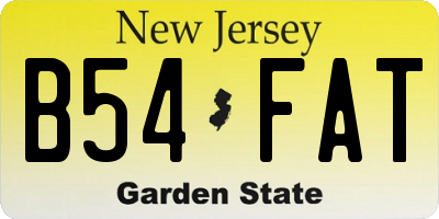 NJ license plate B54FAT