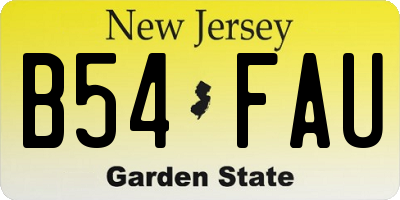 NJ license plate B54FAU