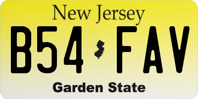 NJ license plate B54FAV