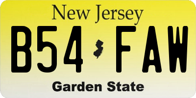 NJ license plate B54FAW
