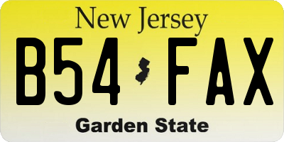 NJ license plate B54FAX