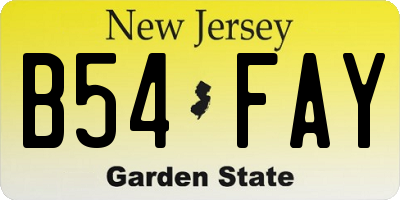 NJ license plate B54FAY