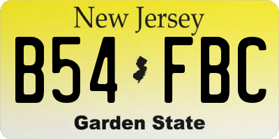 NJ license plate B54FBC