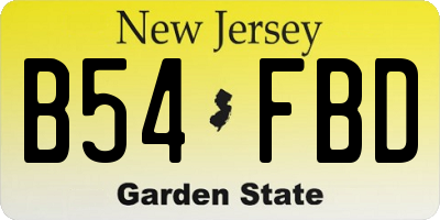 NJ license plate B54FBD