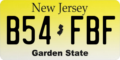 NJ license plate B54FBF