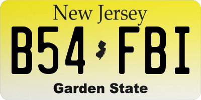 NJ license plate B54FBI