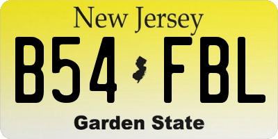 NJ license plate B54FBL