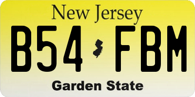 NJ license plate B54FBM